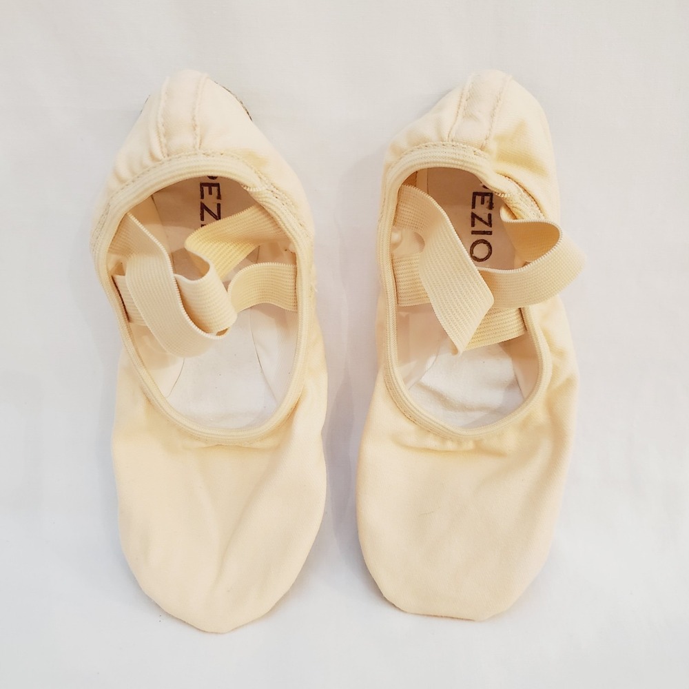 Dance Ballet Shoes Capezio Child 7.5M No Tie Cross Straps Canvas Split Sole